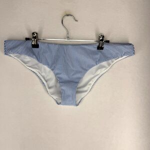 J.Crew Seersucker White/Blue Bikini Bottom Ladies size XL NEW‎
